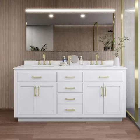 Beckett TK 72" Double Sink Vanity with Quartz Top