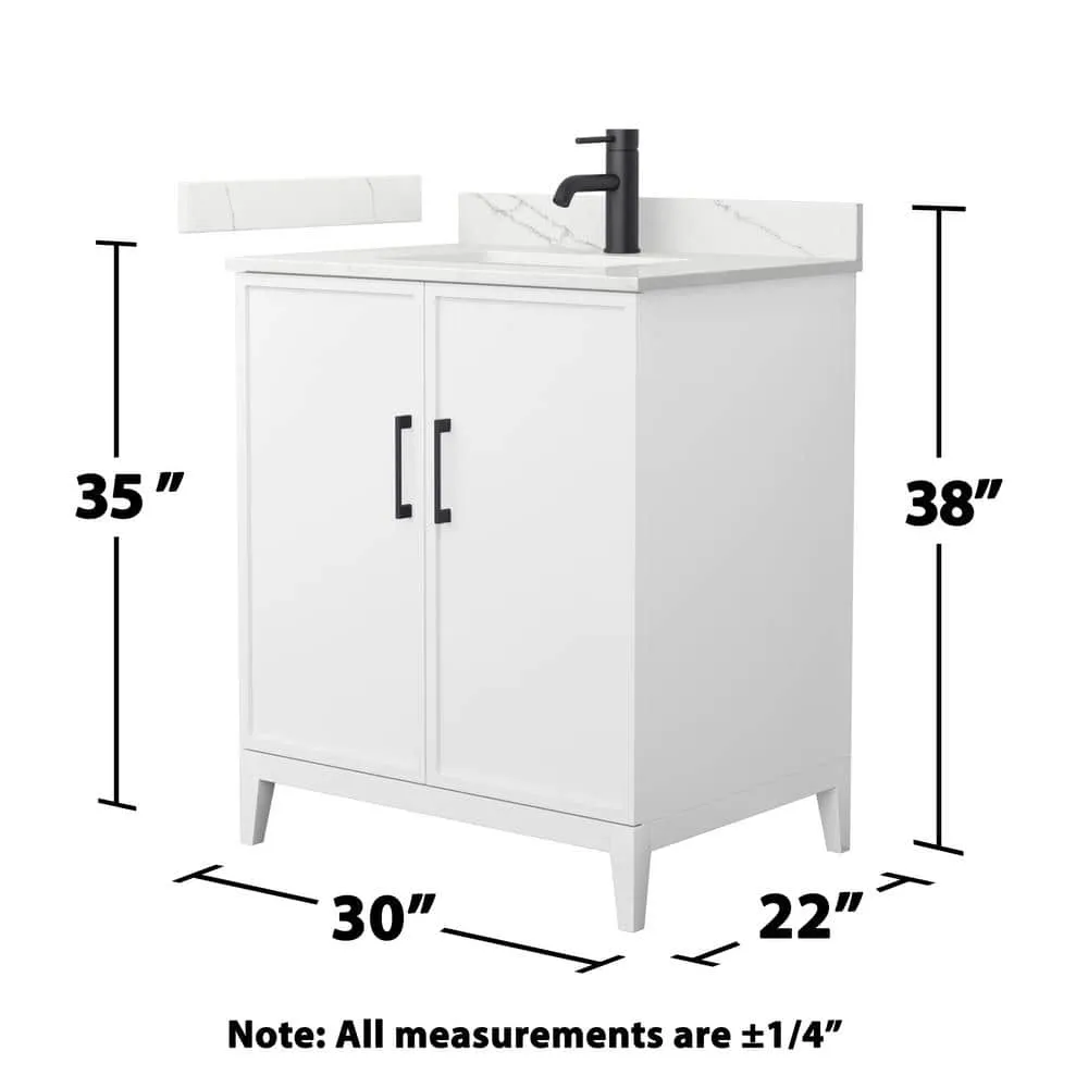 Wyndham Collection Elan 30" Single Bath Vanity in White with Giotto Quartz Top, photo 4 of 4