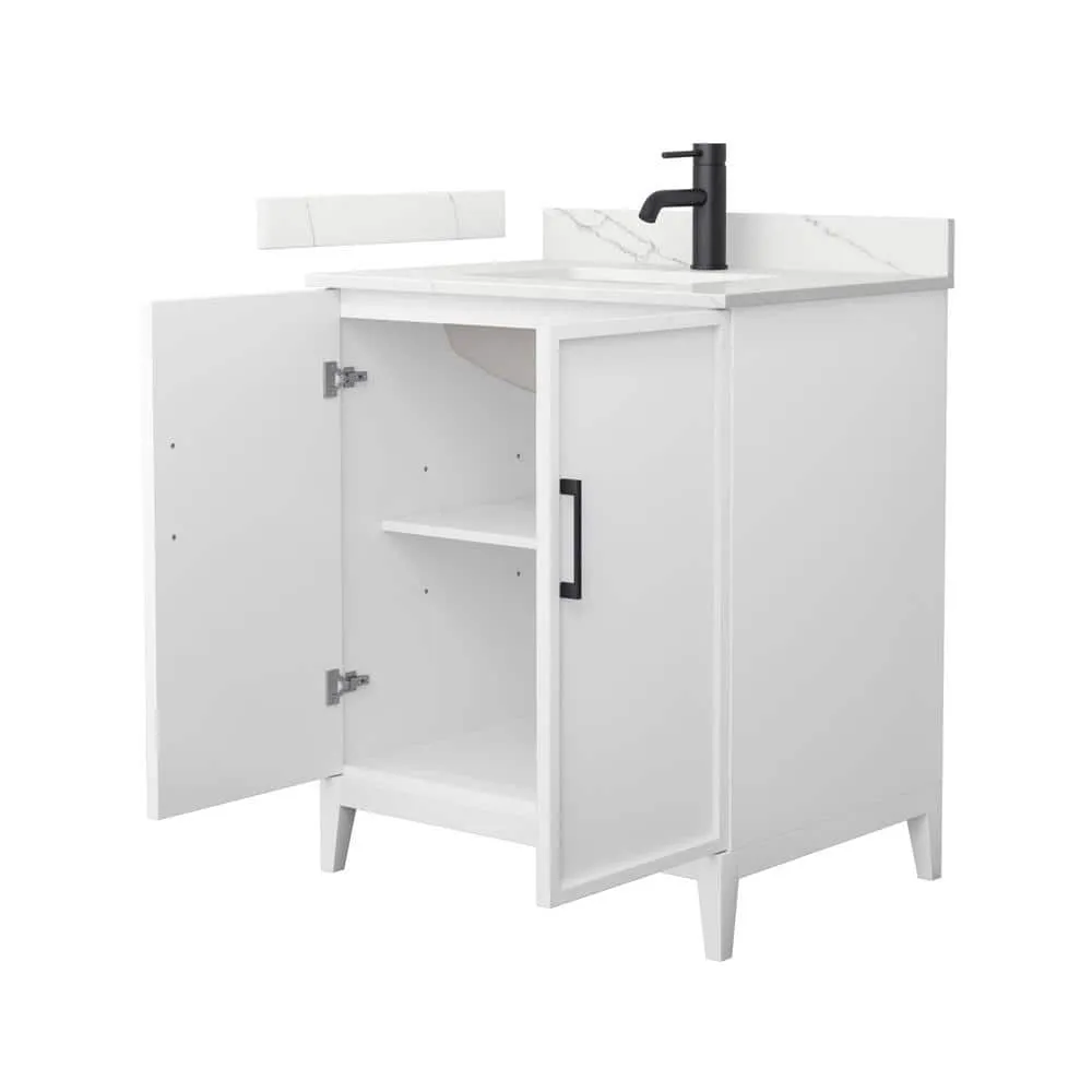 Wyndham Collection Elan 30" Single Bath Vanity in White with Giotto Quartz Top, photo 2 of 4