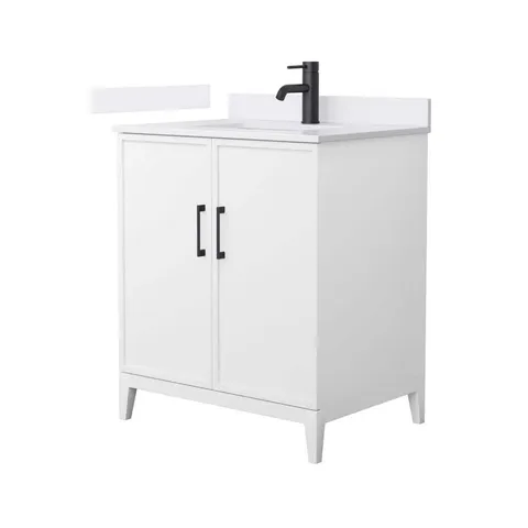 Elan 30" Single Bath Vanity in White with Marble Top