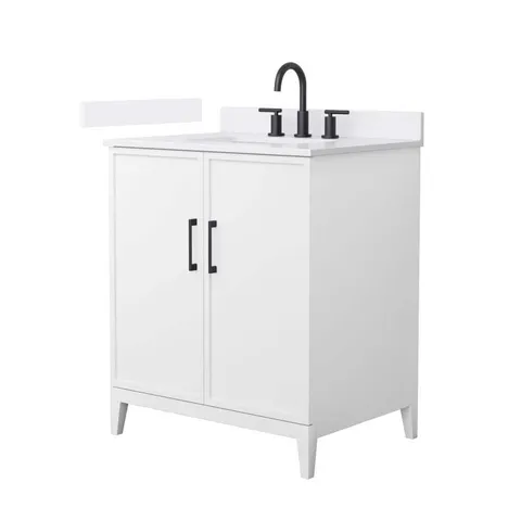 Elan 30" Single Bath Vanity in White with Quartz Top