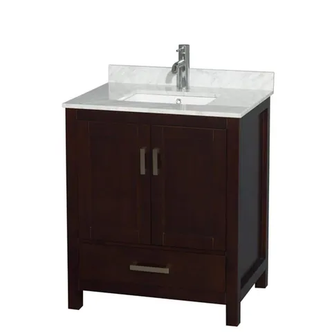Sheffield 30" Vanity in Espresso with Carrara Marble Top