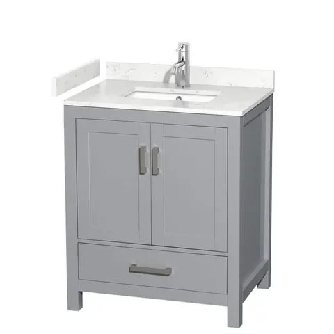 Sheffield 30" Gray Bath Vanity with Marble Top