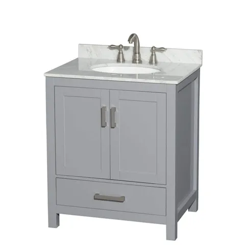 Sheffield 30" Gray Bath Vanity with Marble Top