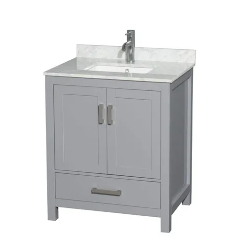 Sheffield 30" Gray Bath Vanity with Marble Top