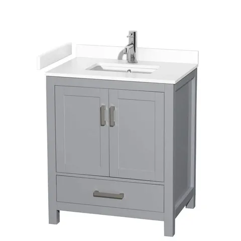 Sheffield 30" Gray Bath Vanity with Marble Top