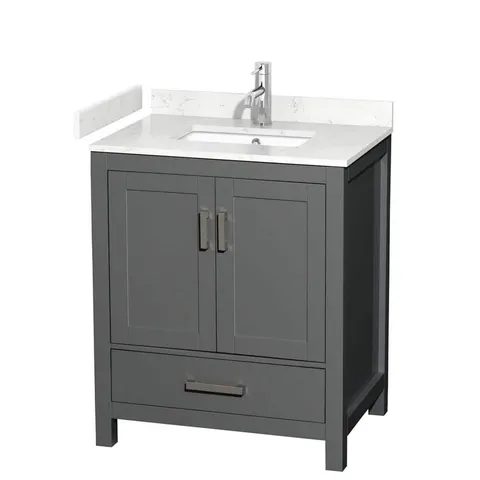 Sheffield 30" Single Bath Vanity in Dark Gray with Marble Top