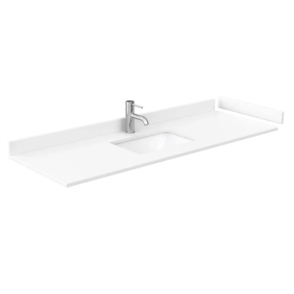 Wyndham Collection Avery 60" Single Sink Bath Vanity in White with Cultured Marble Top, photo 6 of 6