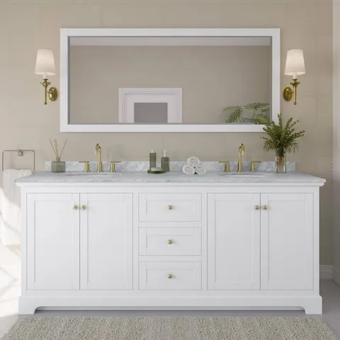 Avery 80" Double Sink Vanity with Marble Top