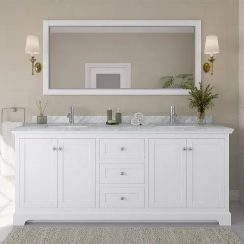Avery 80 in. Bathroom Vanity with Marble Top