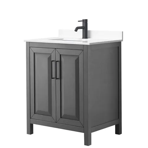 Daria 30" Single Bath Vanity in Dark Gray with Marble Top