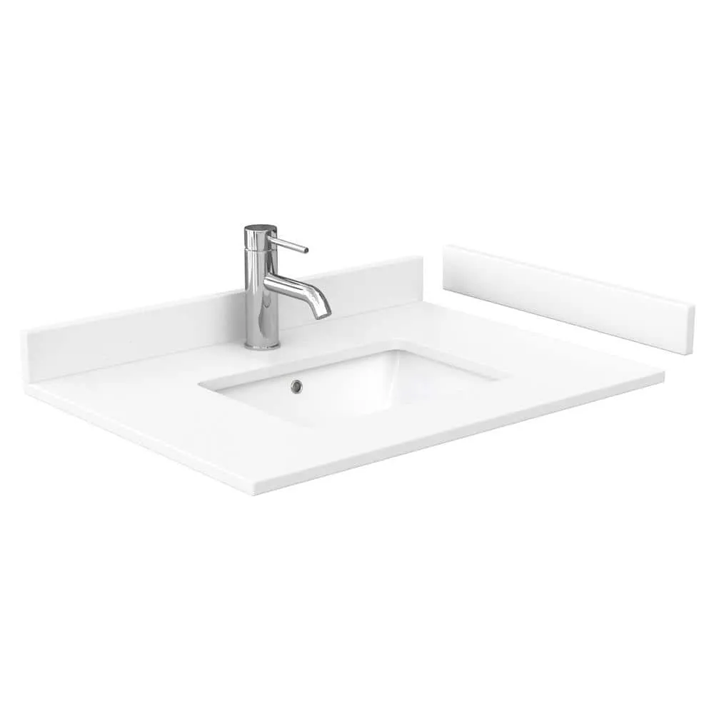 Wyndham Collection Daria 30" Single Bath Vanity in White with Cultured Marble Top and Mirror, photo 4 of 6