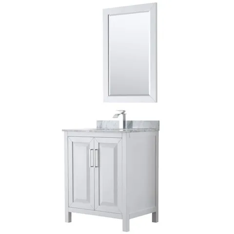 Daria 30 in. Bathroom Vanity with Marble Top and Mirror