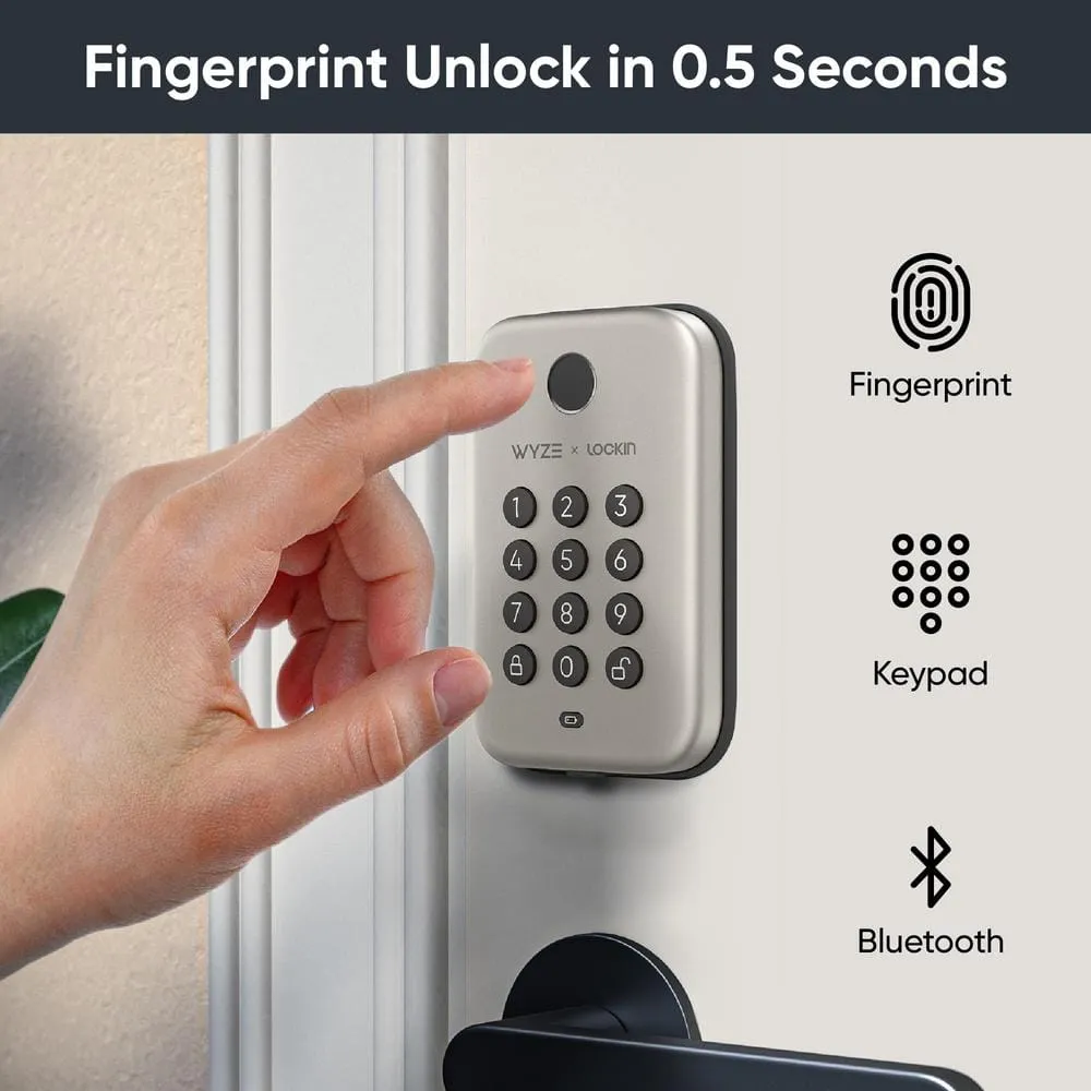 Wyze Satin Nickel Smart Lock, Fingerprint Keyless Entry, Bluetooth Deadbolt Replacement, App Monitoring and Scheduled Access, photo 2 of 6