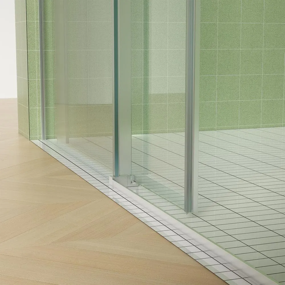 Xspracer Victoria 56-60 in. W x 76 in. H Sliding Frameless Shower Door in Brushed Nickel Finish with Clear SGCC Tempered Glass, photo 8 of 11