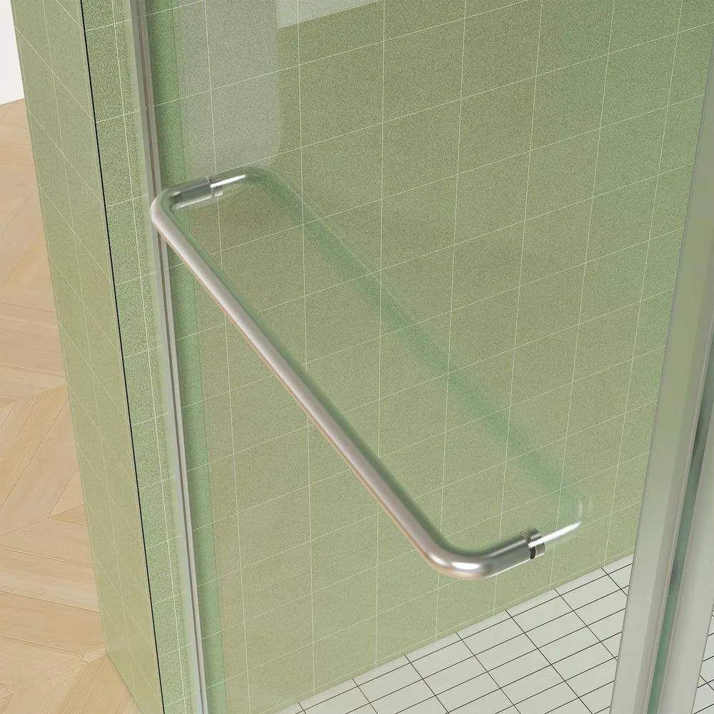 Xspracer Victoria 56-60 in. W x 76 in. H Sliding Frameless Shower Door in Brushed Nickel Finish with Clear SGCC Tempered Glass, photo 6 of 11