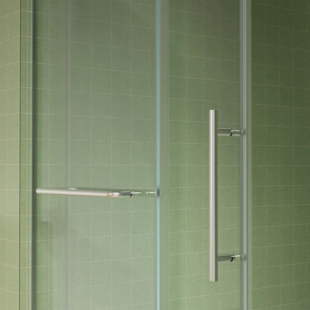 Xspracer Victoria 56-60 in. W x 76 in. H Sliding Frameless Shower Door in Brushed Nickel Finish with Clear SGCC Tempered Glass, photo 7 of 11