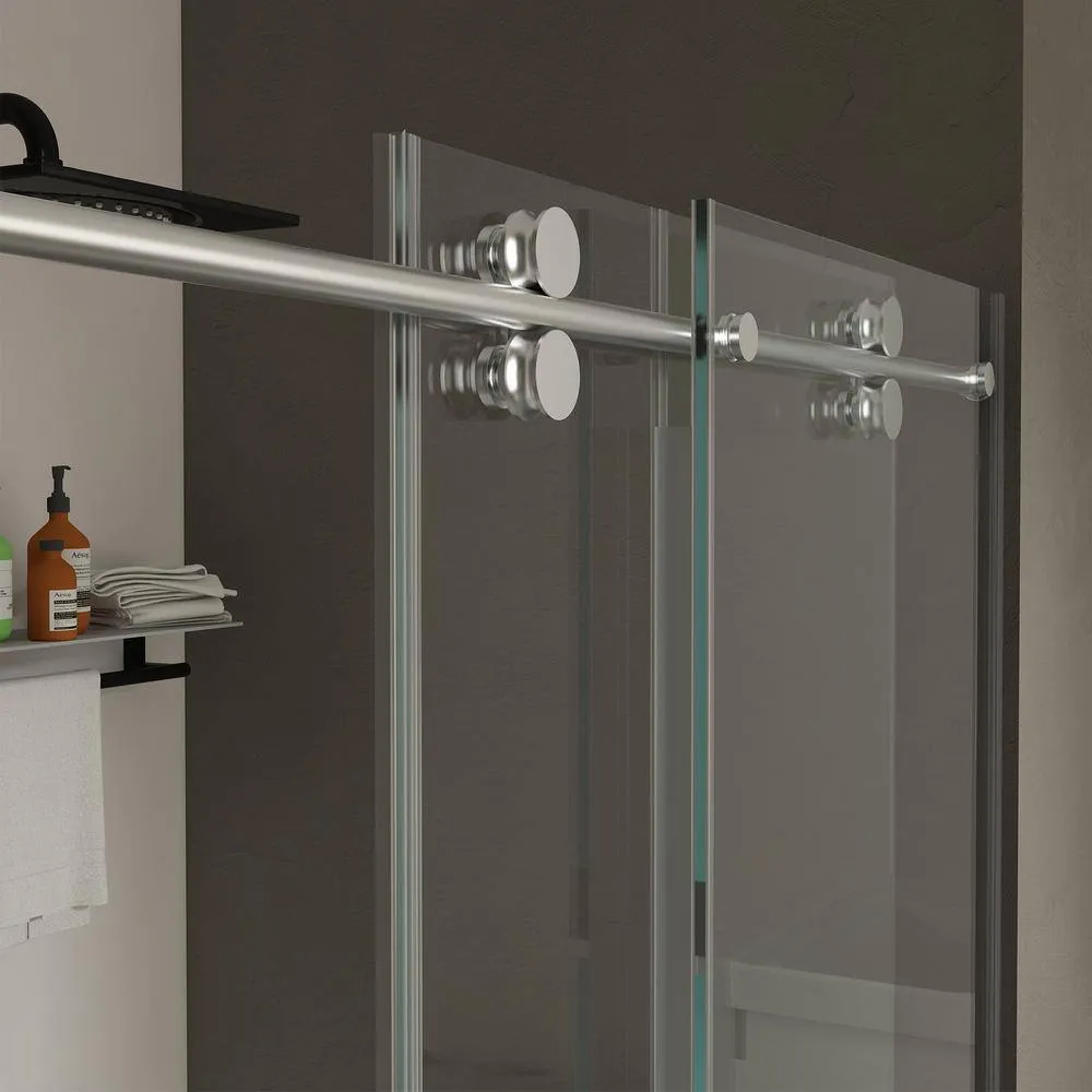 Xspracer Victoria 56-60 in. W x 76 in. H Sliding Frameless Shower Door in Chrom Finish with Clear SGCC Tempered Glass, photo 7 of 11