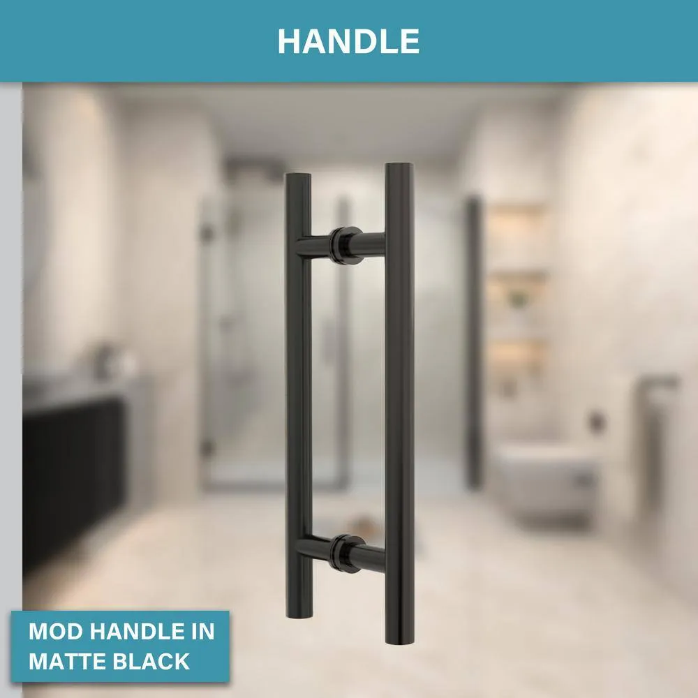 Xspracer Victoria 70-72 in. W x 76 in. H Pivot Frameless Shower Door in Matte Black with 3/8 Inches Thick SGCC Tampered Glass, photo 5 of 8
