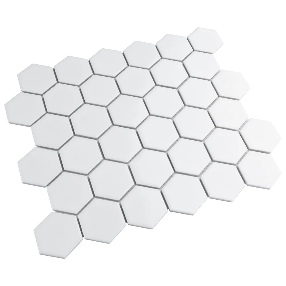Merola Tile Metro Hex 2" Glossy White Porcelain Mosaic, 11-1/8 in. x 12-5/8 in. Sheet (9.64 sq. ft. per Case), photo 5 of 8