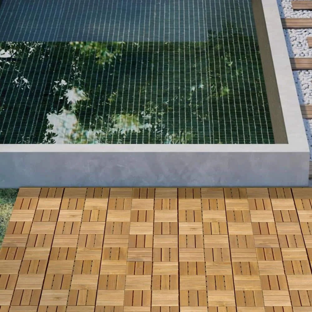 Siavonce 20-piece Interlocking Deck Tiles Checker Pattern, 12 in. x 12 in. Square Yellow Acacia Hardwood Outdoor Flooring, photo 2 of 6