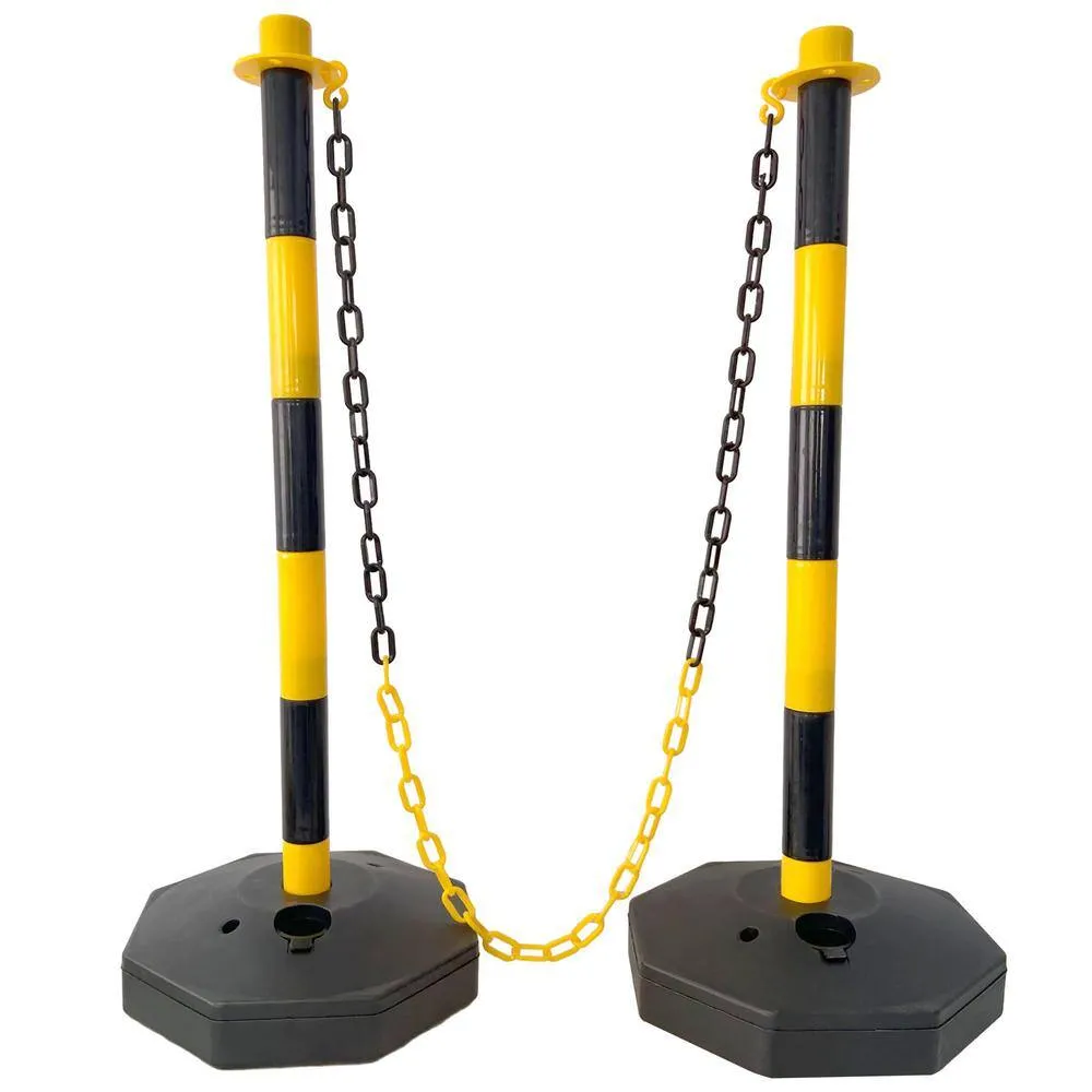 Tidoin 6-Pack Yellow 11.25 in. x 11.25 in. x 2.7 ft. Composite Fence Picket Post Cones with Fillable Base and 5 ft. Chain, photo 3 of 5