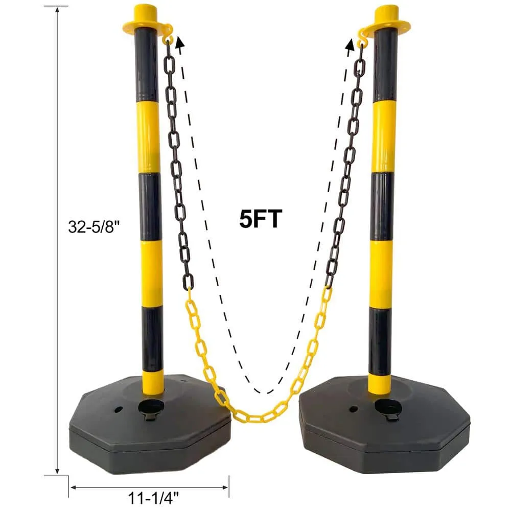 Tidoin 6-Pack Yellow 11.25 in. x 11.25 in. x 2.7 ft. Composite Fence Picket Post Cones with Fillable Base and 5 ft. Chain, photo 2 of 5