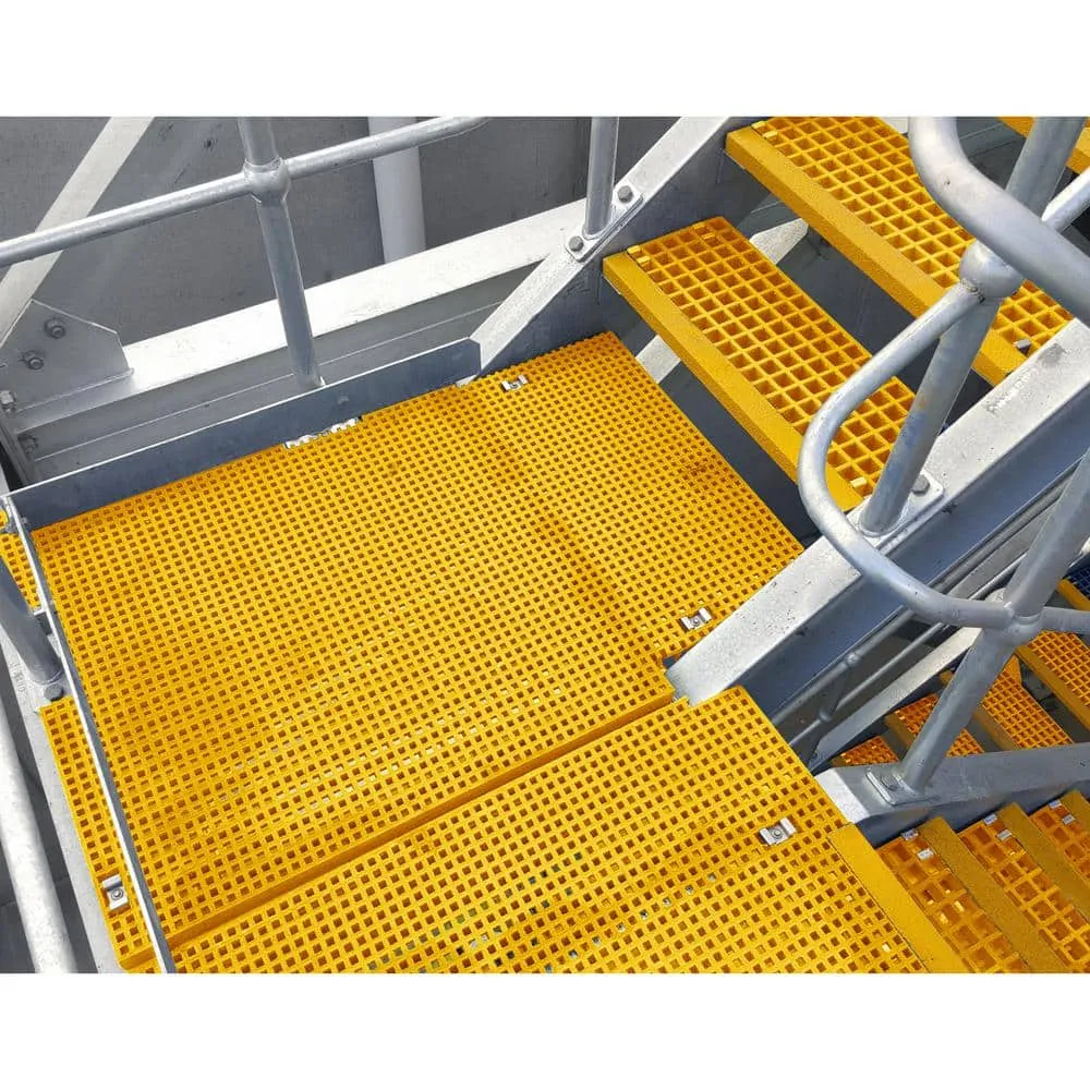 Wellco 1.5 x 1.5 x 1 in., 1 x 4 ft., Fiberglass Molded Grating Composite for Outdoor Drain Cover Deck Tile, Yellow, photo 2 of 4