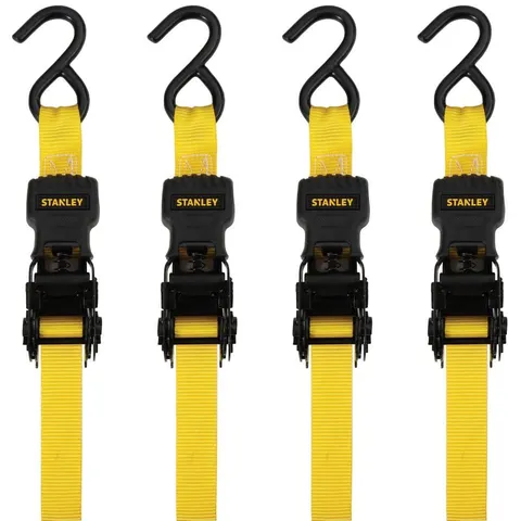 1 in × 12 ft Ratchet Straps, 1,500 lbs Break Strength (4-Pack)