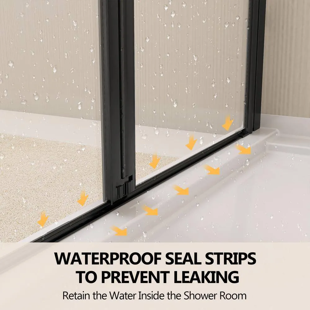 Zeafive 34 to 35-1/2 in. W x 72 in. H Frameless Bifold Shower Door Swing Pivot Small Alcove Shower Door in Black Clear Glass, photo 11 of 12