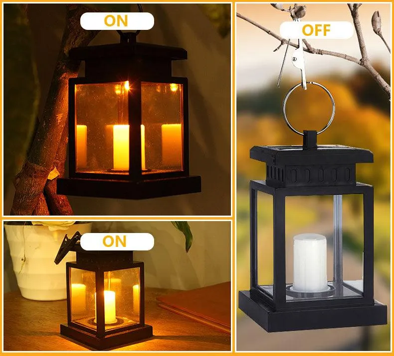 TOPCHANCES Solar Lights Solar Lanterns Dancing Flame Outdoor Hanging Lanterns Lights Decoration Lighting Solar Powered Waterproof Umbrella Lanterns Night Light Auto Sensor for Garden Patio Yard, photo 6 of 11