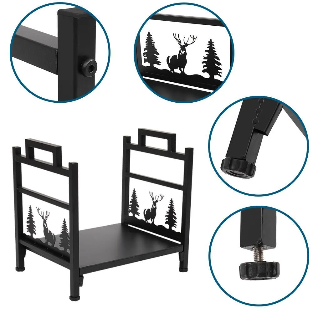 Zimtown Firewood Holder, Wrought Iron Wood Lumber Storage Holder for Fireplace, Heavy Duty Log Storage Bin for Firepit Stove Accessories, photo 7 of 7
