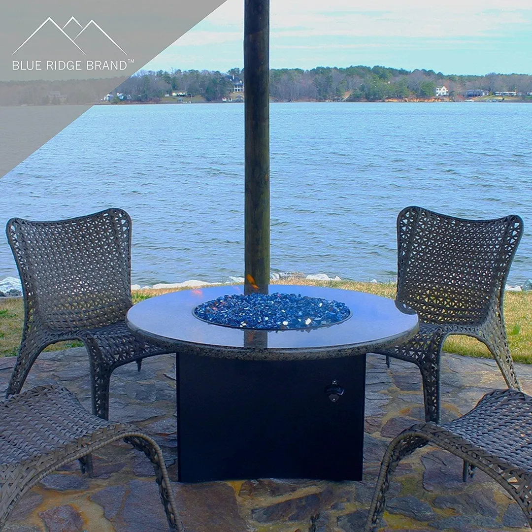 Blue Ridge Brand Fire Pit Glass - Blue Reflective Fire Glass 1/2" - Reflective Fire Pit Glass Rocks - Blue Ridge Brand™ Reflective Glass for Fireplace and Landscaping 3, 5, 10, 20, 50 Pounds, photo 6 of 6