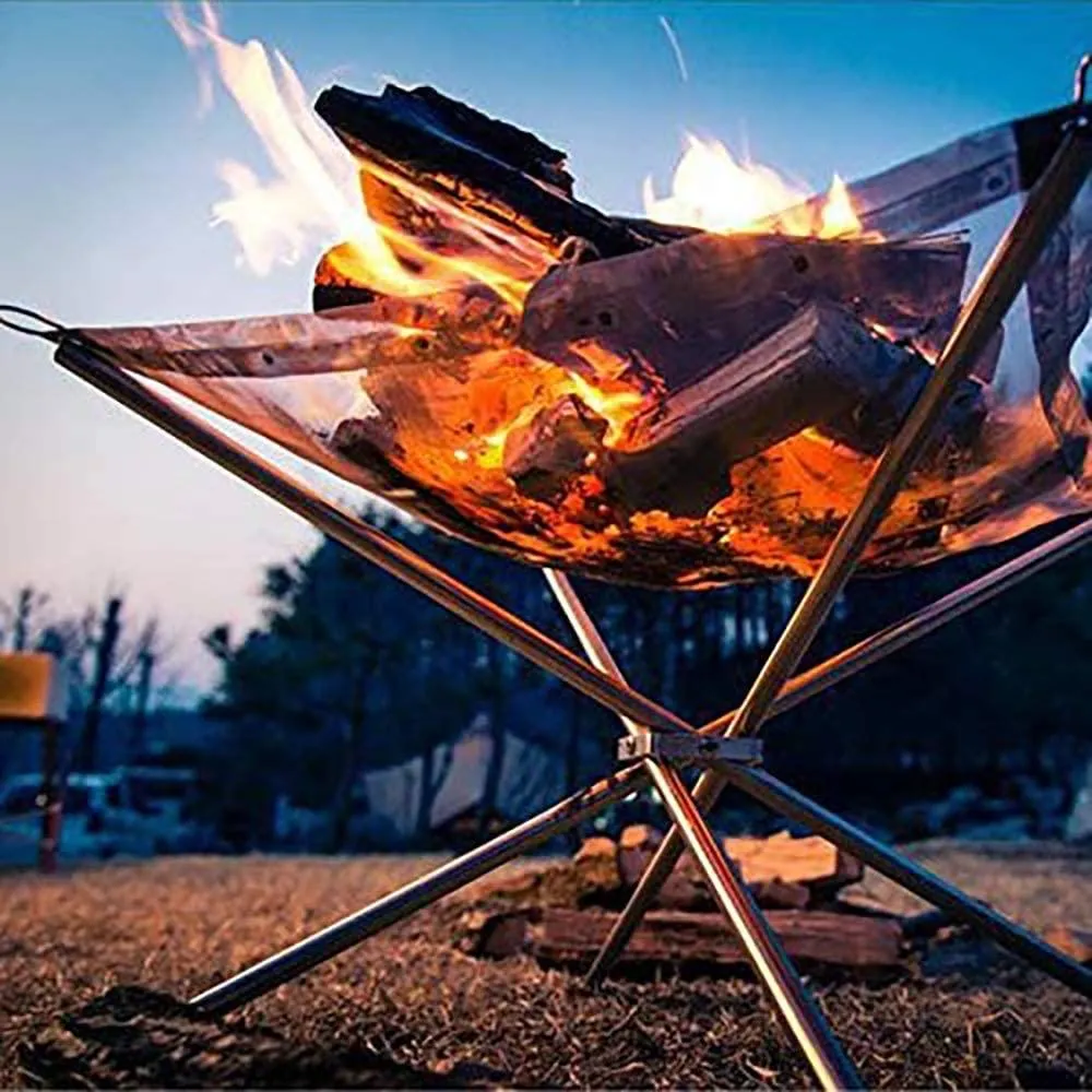 Benson Portable Outdoor Fire Pit,Folding Campfire Stand Collapsible Steel Mesh Fireplace Foldable Outdoor Fireplace with Carrying Bag and Folding Stands for BBQ,Camping,Backyard,Patio,Garden, photo 2 of 9