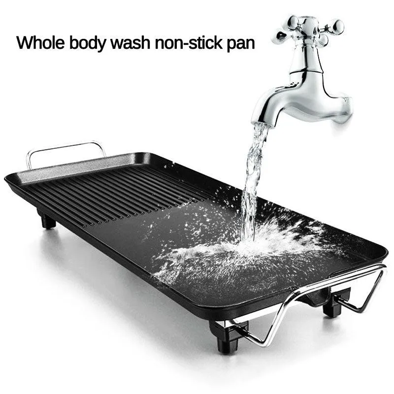 Multifuntional110V Electric Teppanyaki Grill Electric BBQ Grill Non-Stick Barbecue Plate Smokeless Barbecue Machine for Kitchen Indoor Outdoor Camping, photo 3 of 9