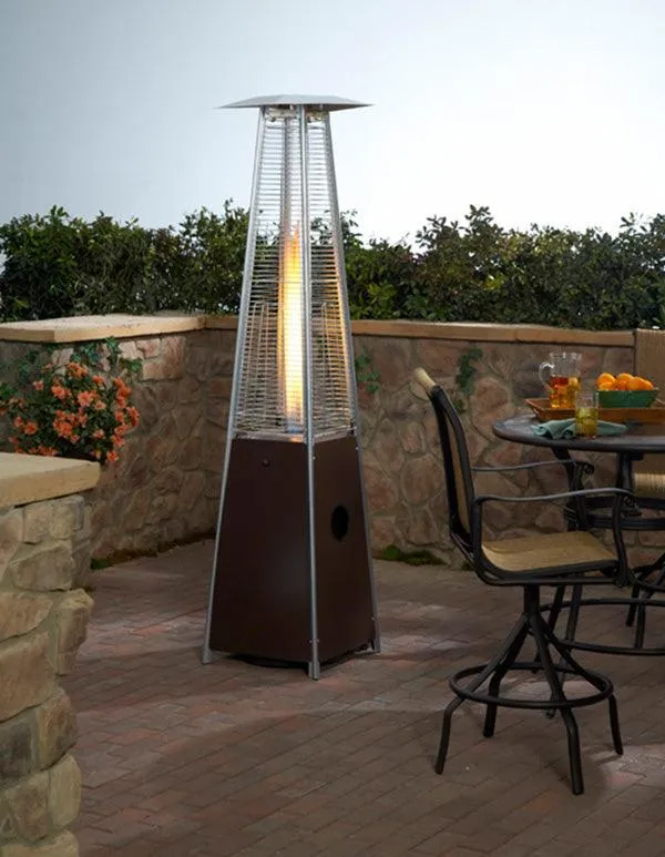 Hiland Premium Outdoor Propane Patio Heater Pyramid Quartz Glass Tube Flame Model with Wheels in Hammered Bronze, photo 3 of 7