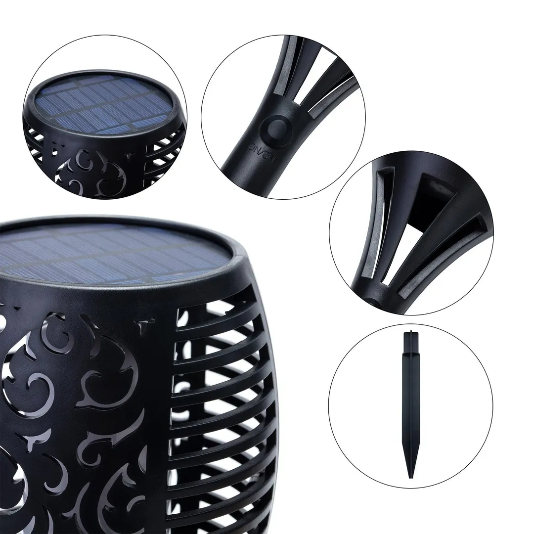 YouLoveIt 2/4pcs 96 LED Solar Torch Lights Flickering Flames Torches Lights Landscape Garden Pathway Light Flames Torches Lights Landscape Lighting for Garden Patio Deck Yard Driveway, photo 7 of 8