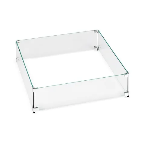 Fire Pit Glass Wind Guard, Square, 17.5 × 17.5 in