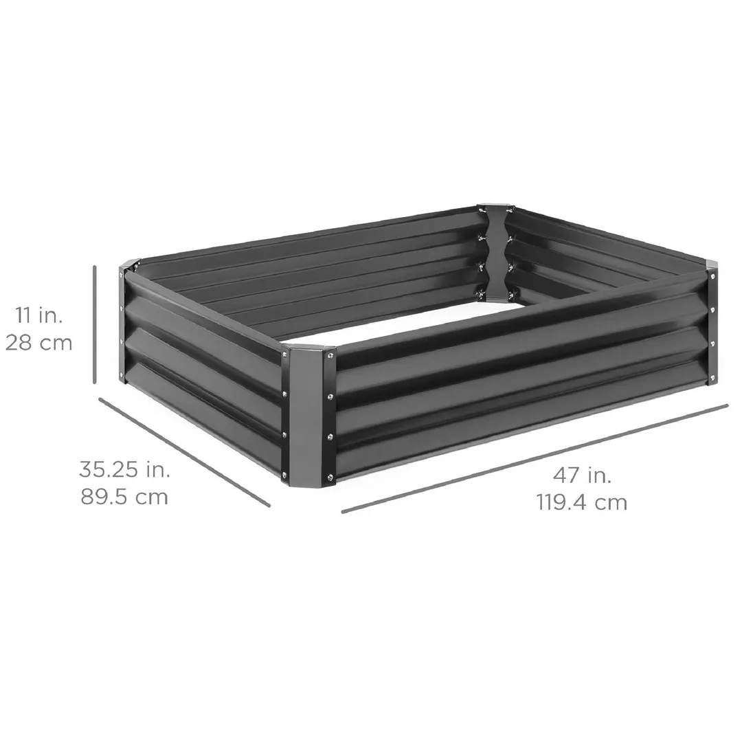 Best Choice Products 4x3x1ft Outdoor Metal Raised Garden Bed for Vegetables, Flowers, Herbs, Plants - Dark Gray, photo 7 of 7