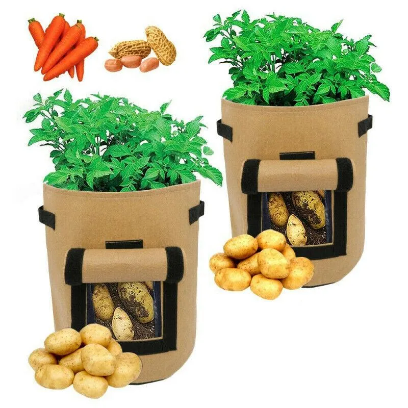 1/2/4 Pack Potato Grow Bags, Planter Bag 5/7 Gallon, Garden Bags for Vegetable, Fabric Planting Pots with Handles, Potato Planter Bag with Access Flap, Breathable Nonwoven Growing Gags, photo 4 of 11