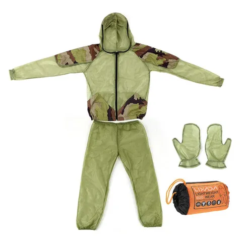 Outdoor Mosquito Repellent Suit Bug Jacket Mesh Hooded Suits Fishing Camping Jacket Insect Protective Mesh Shirt Gloves Pants