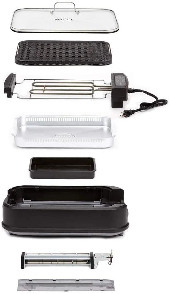 XL Smokeless Electric Indoor Removable Grill and Griddle Plates, Nonstick Cooking Surfaces, Glass Lid, 1500 Watt, 21X 15.4X 8.1, black, photo 4 of 4