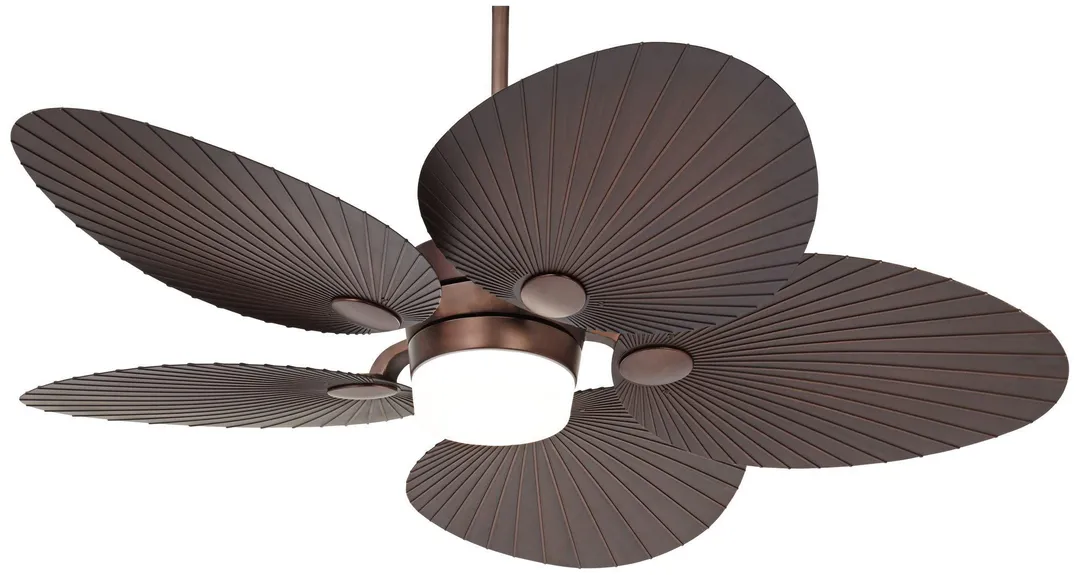 Casa Vieja 52" Casa Vieja Tropical Outdoor Ceiling Fan with Light LED Remote Control Oil Brushed Bronze Palm Leaf Damp Rated for Patio Porch, photo 2 of 7