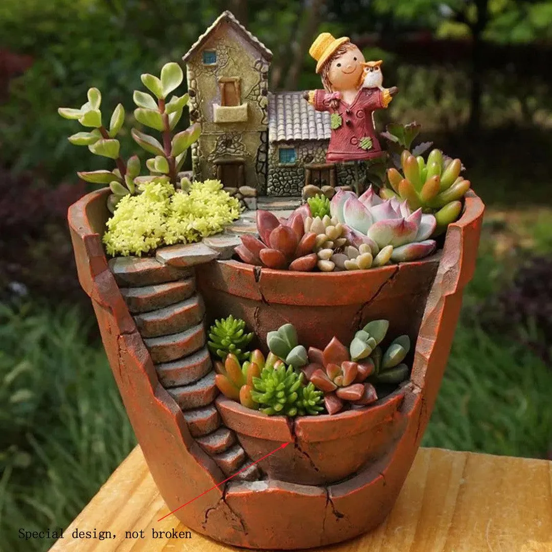 Sky Garden Succulent Herb Planter Flower Basket Pot Trough Box Plant Home Decor Christmas Gift Present 15.5x13.5x19cm, photo 2 of 6