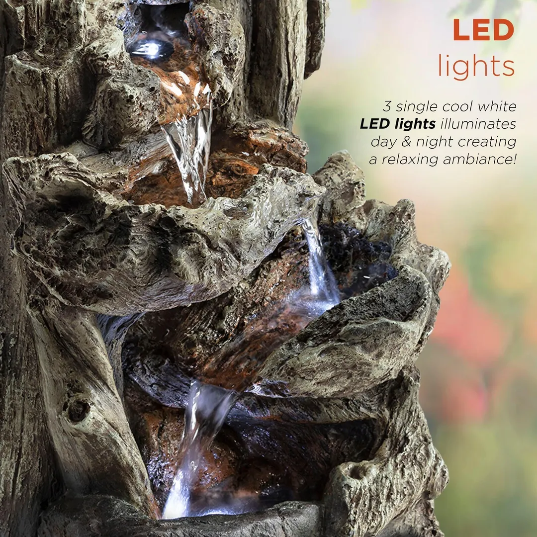 Alpine Corporation Tiered Log Tabletop Fountain with LED Lights, photo 7 of 11