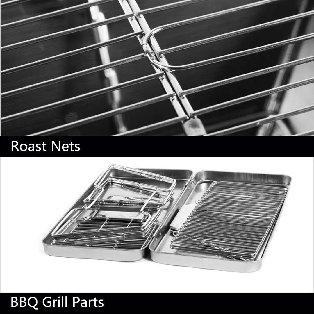 Mini Barbecue Grill Portable Folding Charcoal Barbecue DeskTabletop Outdoor Stainless Steel Smoker BBQ Garden Terrace Camping Travel (12x12x9inch) Hiking Picnics (Silver), photo 10 of 11