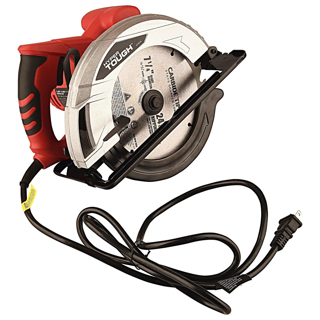 Hyper Tough 12 AMP Corded 7-1/4 inch Circular Saw with Steel Plate Shoe, Adjustable Bevel, Blade & Rip Fence, photo 2 of 8