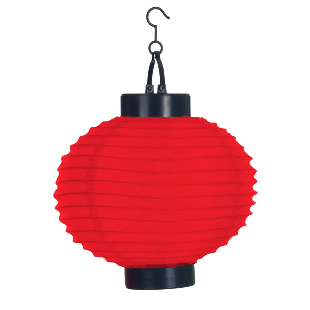 Pure Garden Solar Outdoor Lantern - Hanging Nylon Rechargeable LED Chinese Lighting for Garden, Patio, Gazebo, or Backyard by Pure Garden (Red, Set of 4), photo 2 of 7