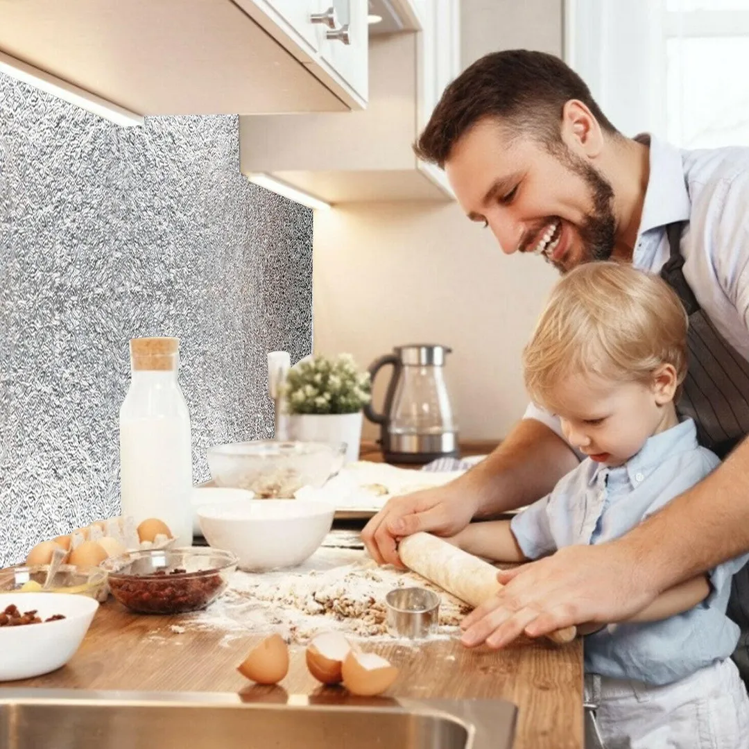 Aluminum Foil Peel and Stick Wallpaper Sticker, Water Oil Proof Wall Paper Sticker for Countertops Kitchen Cabinets Appliance Dishwasher Mini Refrigerator Oven Dryer Covers 15.6x78.7 Inch, 2/1Pcs, photo 4 of 9