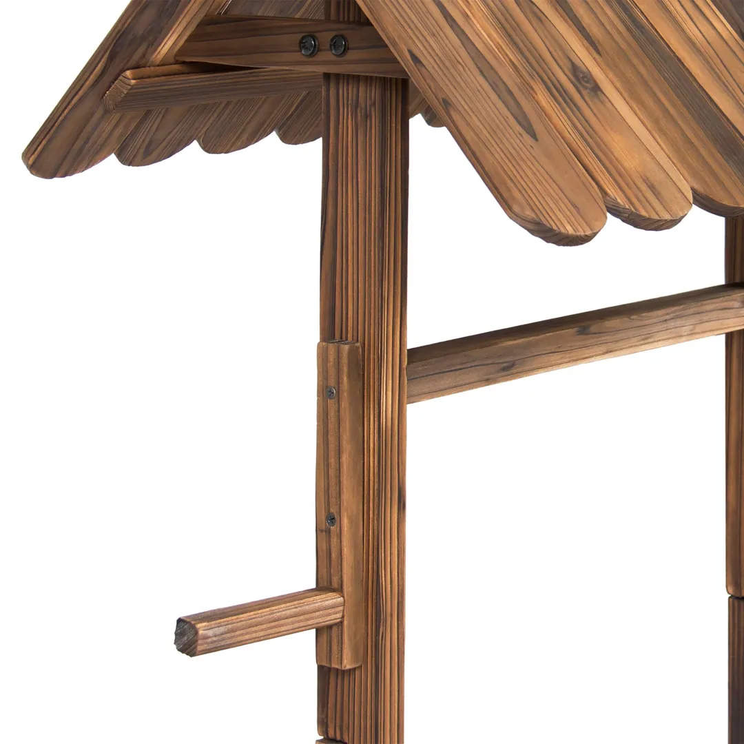 Best Choice Products Rustic Wooden Wishing Well Planter Outdoor Home Decor for Patio, Garden, Yard w/ Hanging Bucket, photo 6 of 7